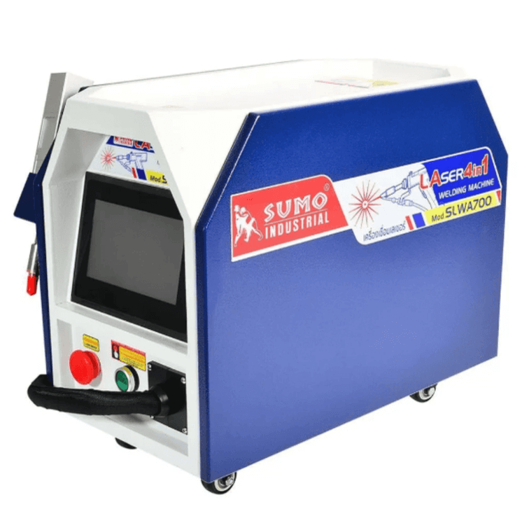 รุ่น SLWA-700 สีขาวและน้ำเงิน ออกแบบสำหรับการใช้งานอุตสาหกรรมที่มีความแม่นยำสูง แสดงเทคโนโลยีขั้นสูงสำหรับรอยเชื่อมที่สะอาดและแข็งแรง